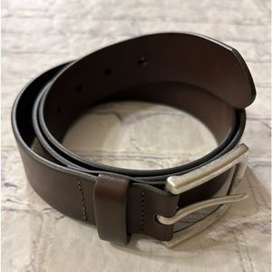 GAP VTG DARK BROWN BONDED LEATHER MENS BELT VARNISHED SILVER TONE BUCKLE SIZE 36